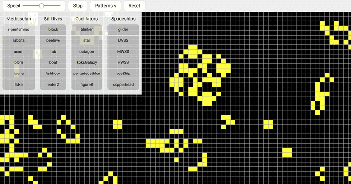 screen shot of the game of life app