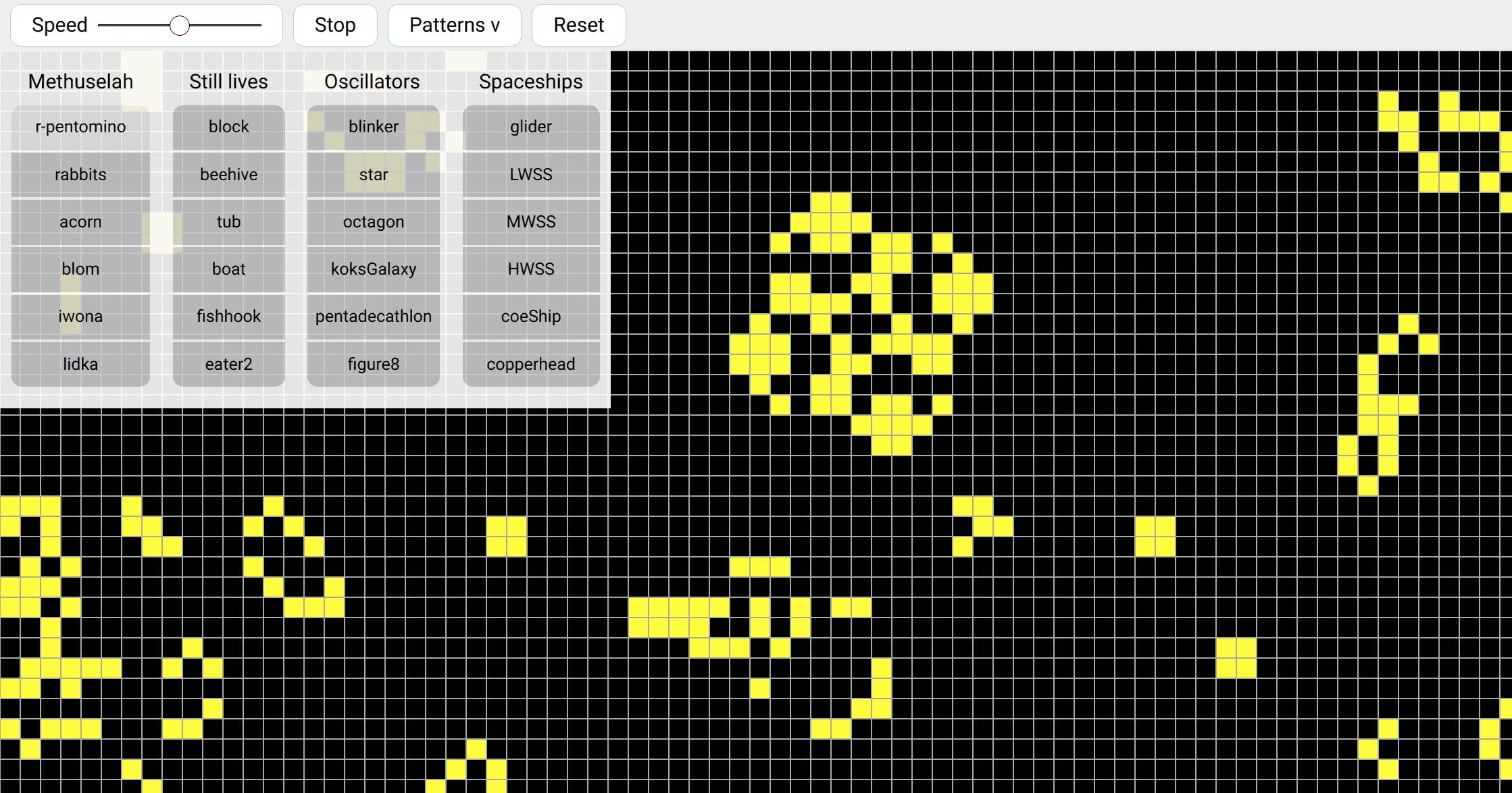 screen shot of the game of life app