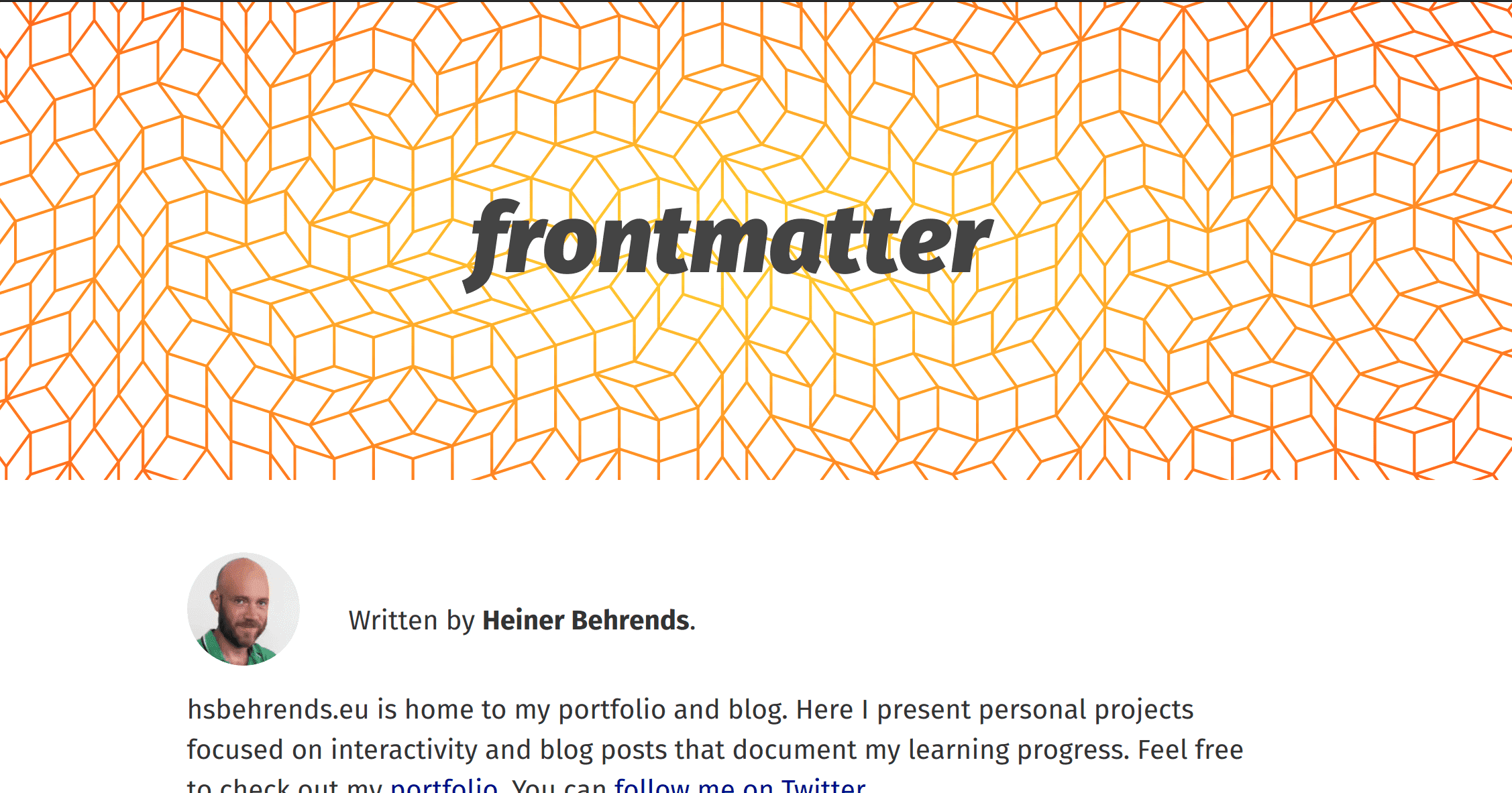 screen shot of the frontmatter blog